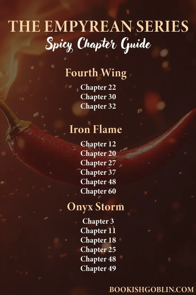 The Empyrean Series spicy chapter guide including Fourth Wing, Iron Flame and Onyx Storm.