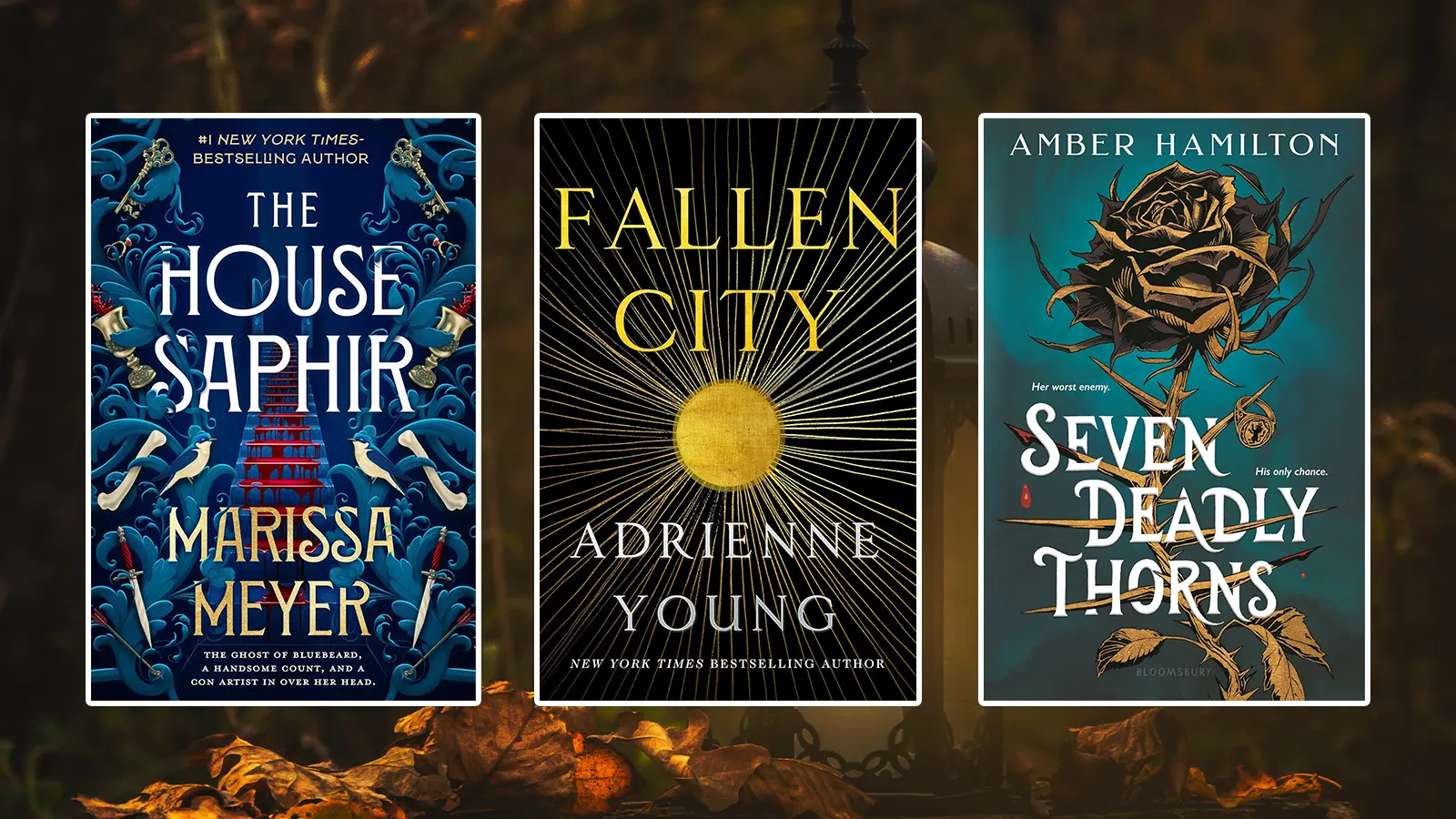 November 4th Book Releases - The House Saphir by Marissa Meyer, Fallen City by Adrienne Young and Seven Deadly Thorns by Amber Hamilton